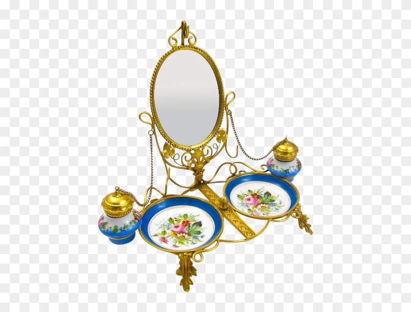 Antique Palais Royal Porcelain Perfume Set - Brass #1145806