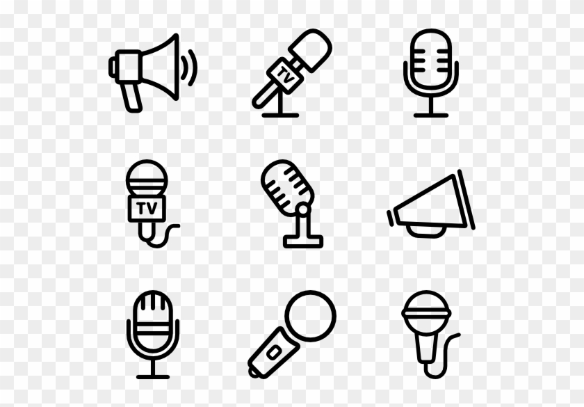 Bullhorn And Mics Linear - Microphone Icon Line #1145998