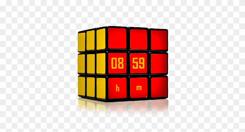 Cube With Alarm Clock Display, Red Front And Yellow - Rubik's Cube #1146281