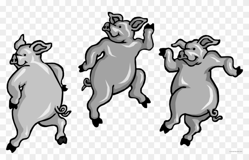 Pig High Quality Animal Free Black White Clipart Images - Frolicking Pigs #1146577