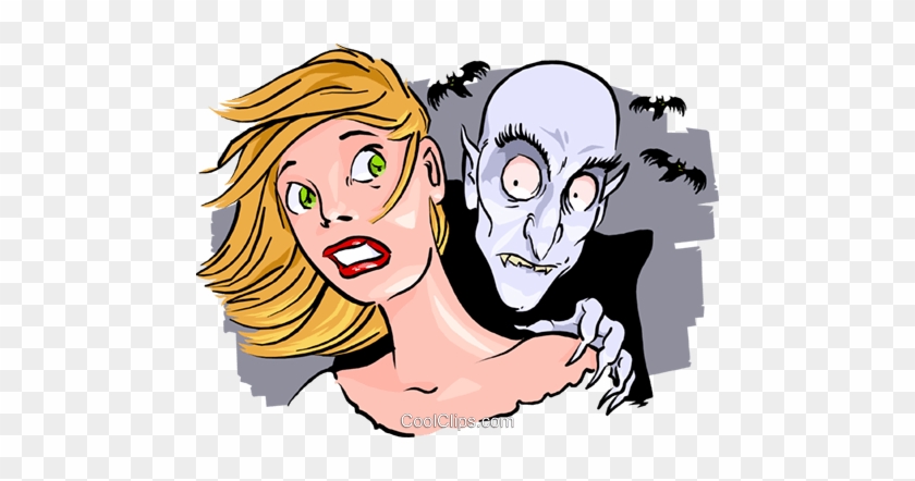 Vampire With His Victim Royalty Free Vector Clip Art - Cartoon Vampire Biting Neck #1146611