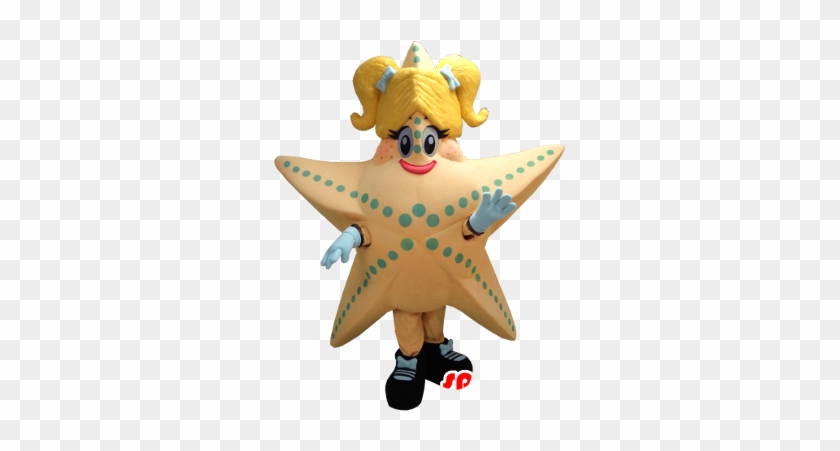 Mascotte Giant Starfish, Salmon And Yellow - Mascot #1146658