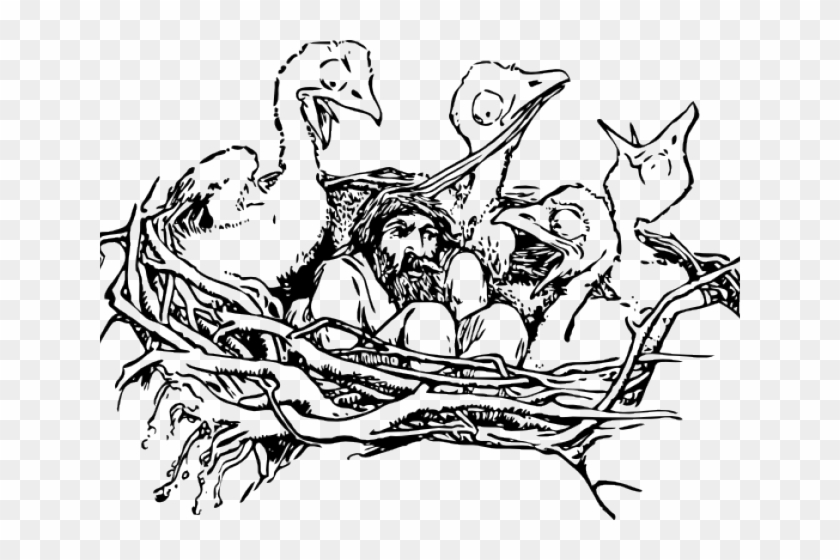 Nest Clipart Sketch Bird - Bird In Nest #1146727