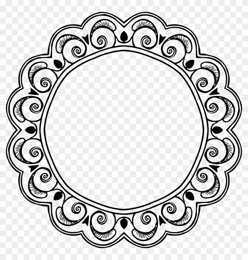 Big Image - Circular Border Black And White Clipart #1146863