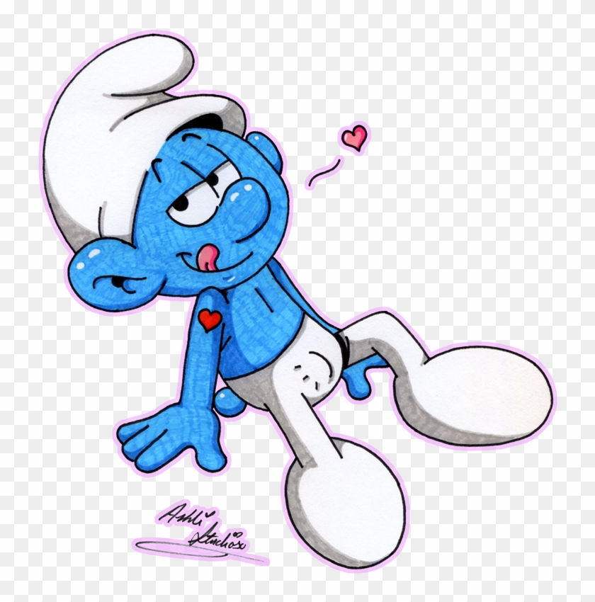 Sexy Hefty Pin Up By Kiss The Iconist - Hefty And Smurfette Kiss #1147398