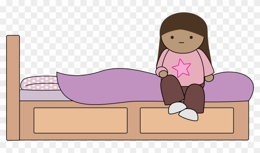Free Girl Sitting On Her Bed Clip Art - Girl Sitting On Bed Clipart #1147469