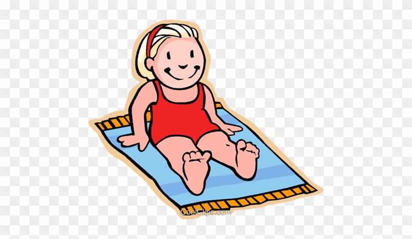 Girl On Beach Towel, Sun Bathing Royalty Free Vector - Beach Towel Clip Art #1147482