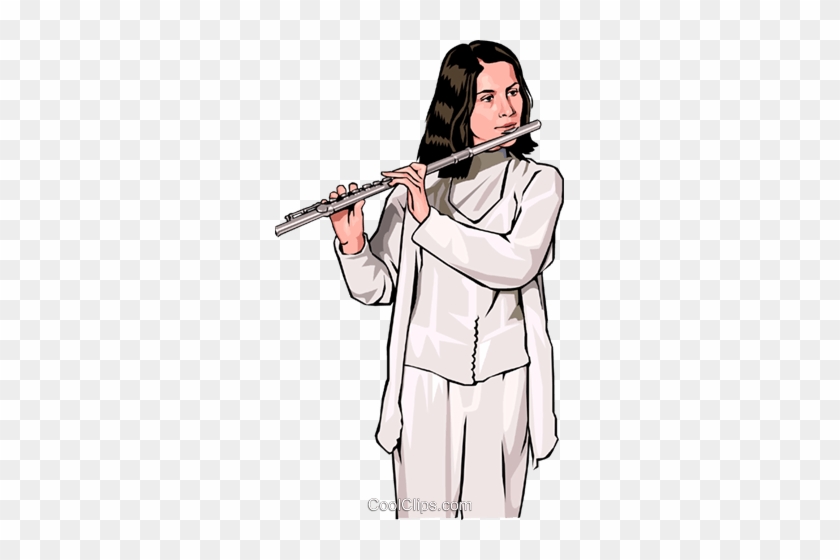 Female Flutist Royalty Free Vector Clip Art Illustration - Flute #1147543
