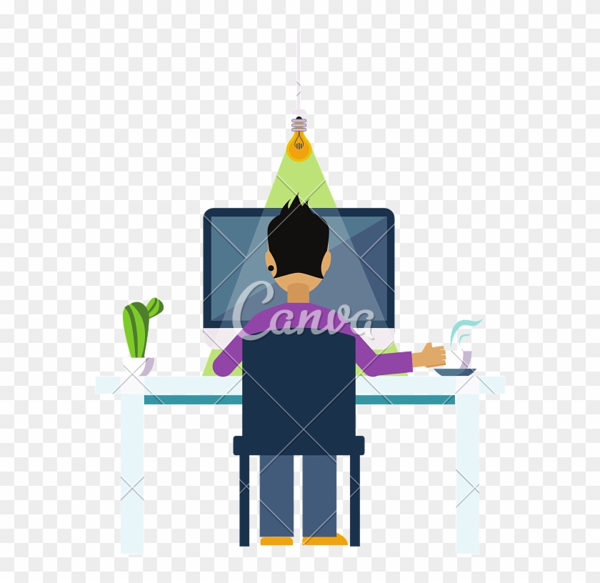 Man Behind The Desk Working - Illustration #1147748