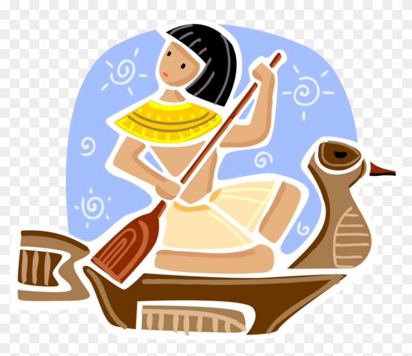Vector Illustration Of Ancient Egyptian Boy Paddles - Vector Illustration Of Ancient Egyptian Boy Paddles #1148464