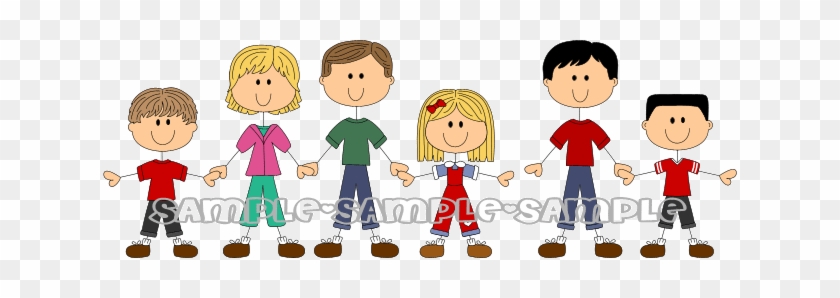 Pets Clipart Family - Family With 3 Sons And 1 Daughter #1148482