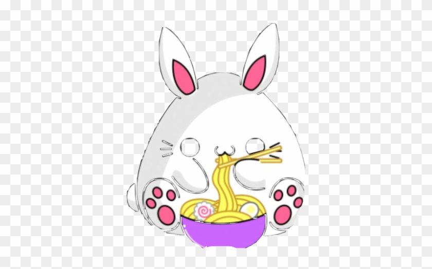 Noodles Bunnies Cute Freetoedit - Bunny Eating Ramen #1148494