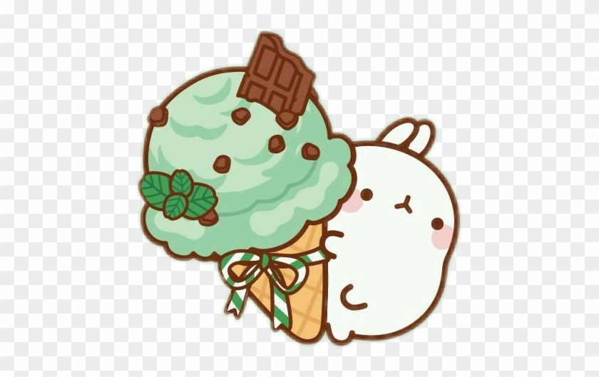Molang Cute Bunny Cutebunny Cutesticker Icecream Icecre - Kawaii Mint Chocolate Chip Ice Cream #1148503