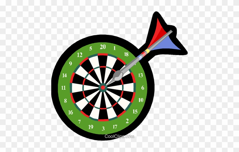 Darts In Dartboard Royalty Free Vector Clip Art Illustration - Indoor Games And Sports #1148619