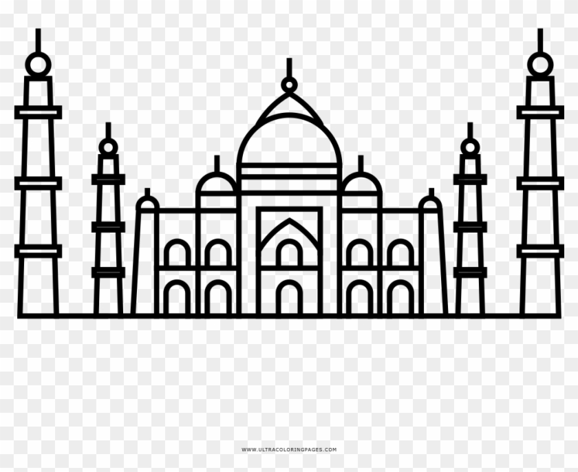Taj Mahal Coloring Page - Taj Mahal Para Dibujo - Free Transparent PNG  Clipart Images Download