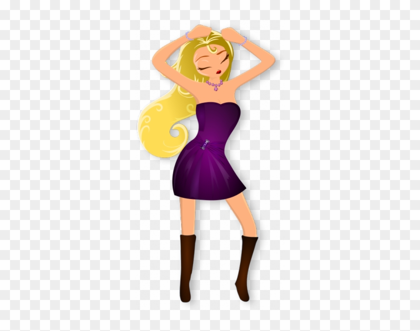 Org-vector Drawing Of A Woman Dancing In Black Boots - Girl Dance Clipart Png #1149360