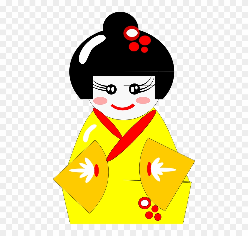Kimono Clipart Clip Art - Geisha In Yellow Kimono 1 25 Magnet Cute Japanese Gesha #1149610