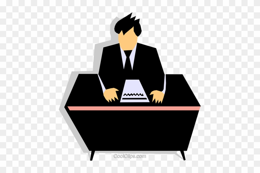 Man At Desk Royalty Free Vector Clip Art Illustration - Человек За Столом #1149611