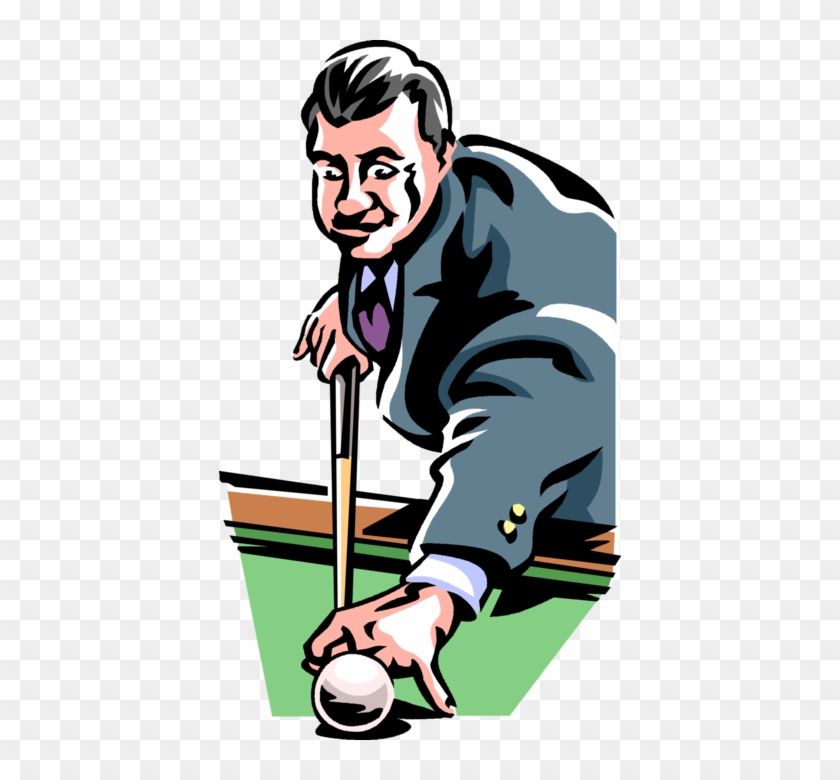 Vector Illustration Of Sport Of Billiards Pool Player - Cartoon #1149924