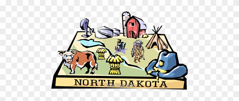 North Dakota Vignette Map Royalty Free Vector Clip - Barn Clip Art #1150047