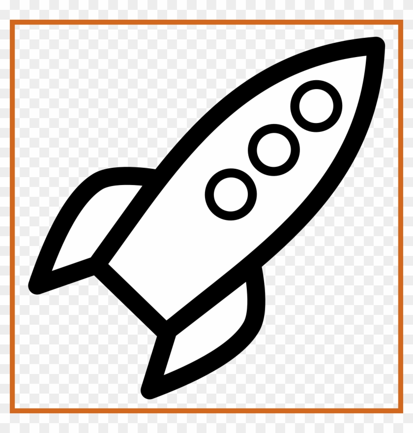 Awesome Rocket Icon Black White Line Art Scalable Vector - Simple Rocket Ship Drawing #1150192