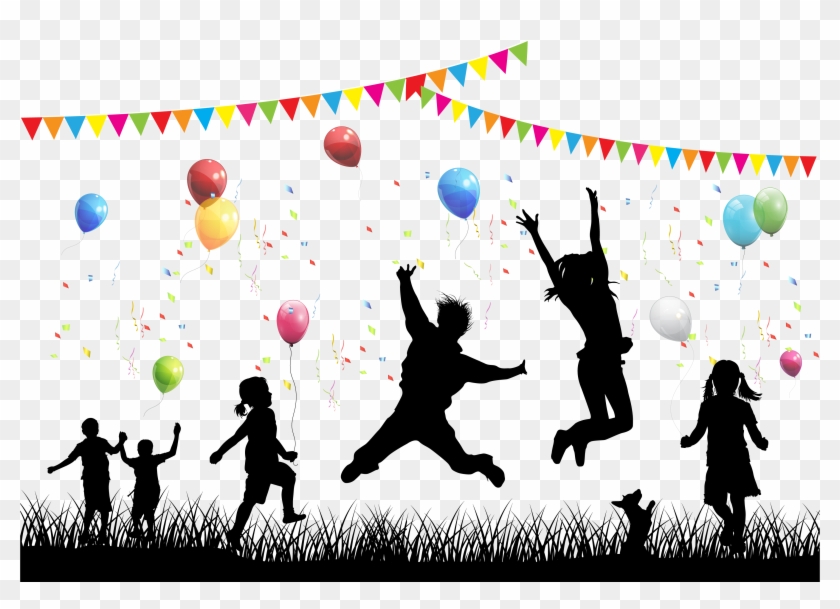 Child Party Bouncing Around The House - Silhouette #1150279