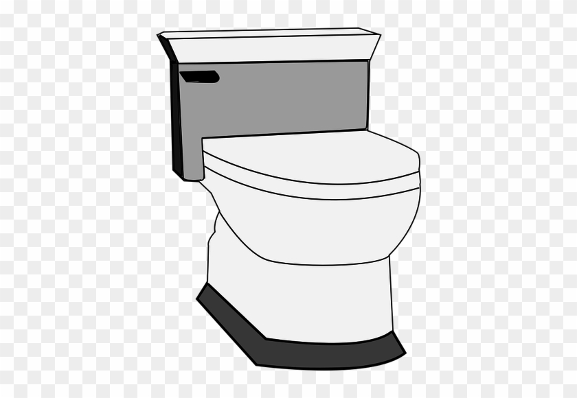 Vector Drawing Of Toilet With Flusher Public Domain - Toilet Clip Art #1150306