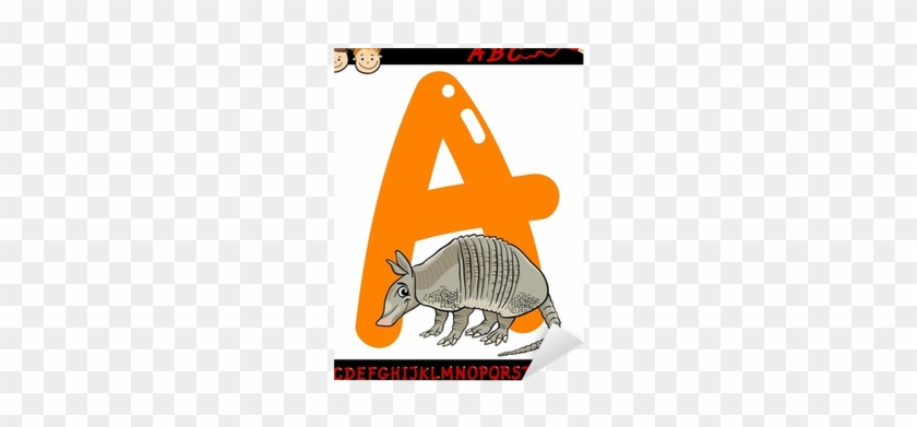 Letter A For Armadillo Cartoon Illustration Sticker - Illustration #1150839