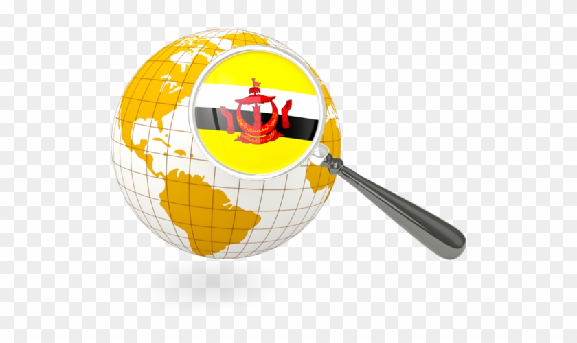 Illustration Of Flag Of Brunei - India On Globe Png #1150852