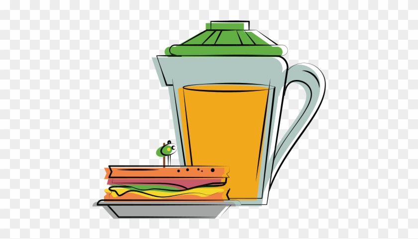 Sandwich With Orange Juice - Illustration #1150855