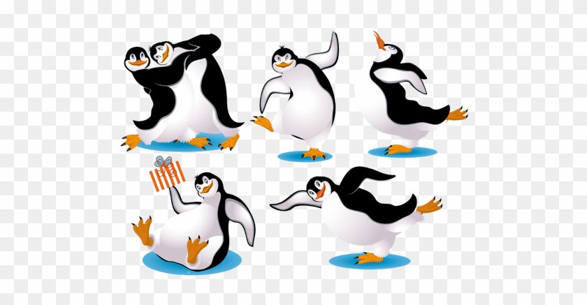 Весёлые Пингвины На Прозрачном Фоне - Penguin Playing Art Beach Towel #1151000