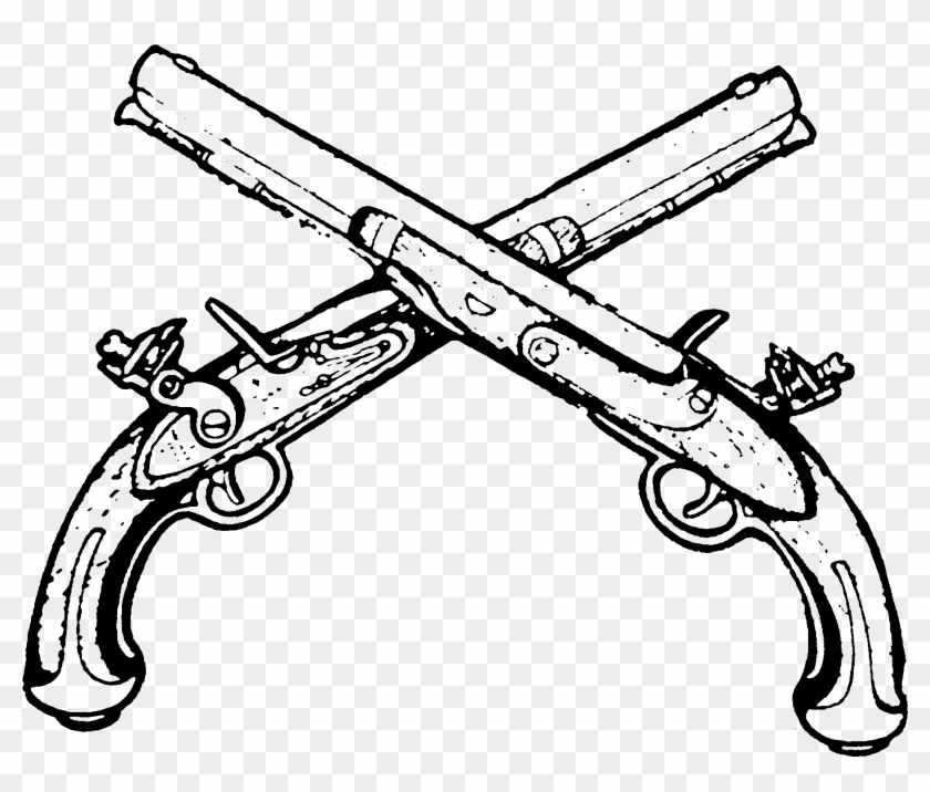 Army Gun Pistol Clipart Panda - Flintlock Pistols Drawing #1151130