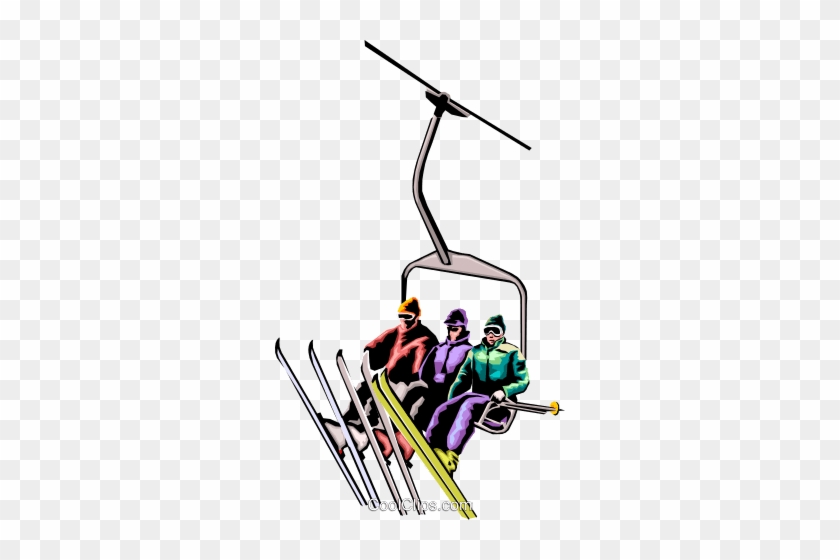 Skiers On Chair Lift Royalty Free Vector Clip Art Illustration - Examples Of Pulleys #1151167