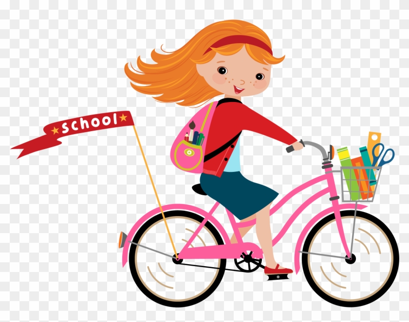 Bicycle Girl Cycling Illustration - Girl Riding Bicycle Clipart #1151376