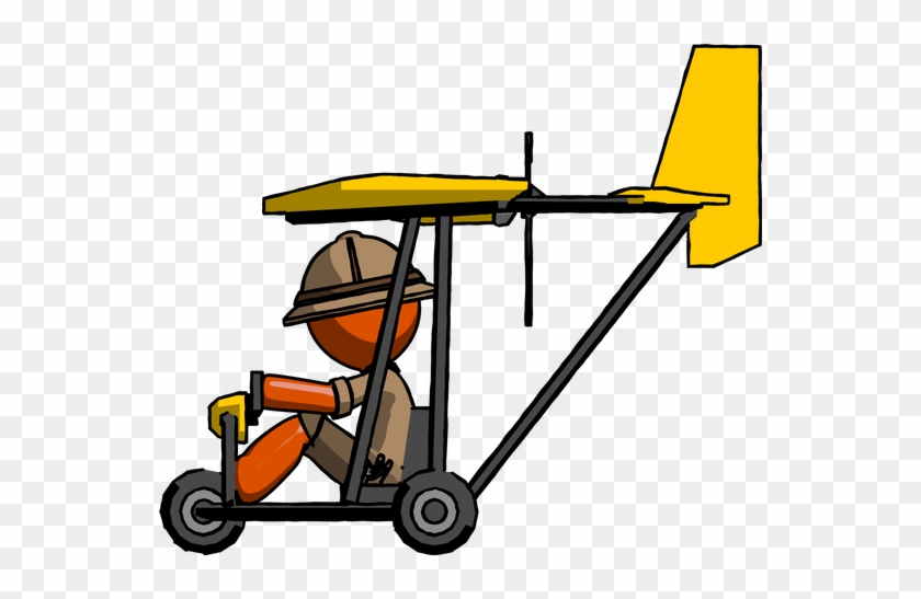 Orange Explorer Ranger Man In Ultralight Aircraft - Clip Art #1151780