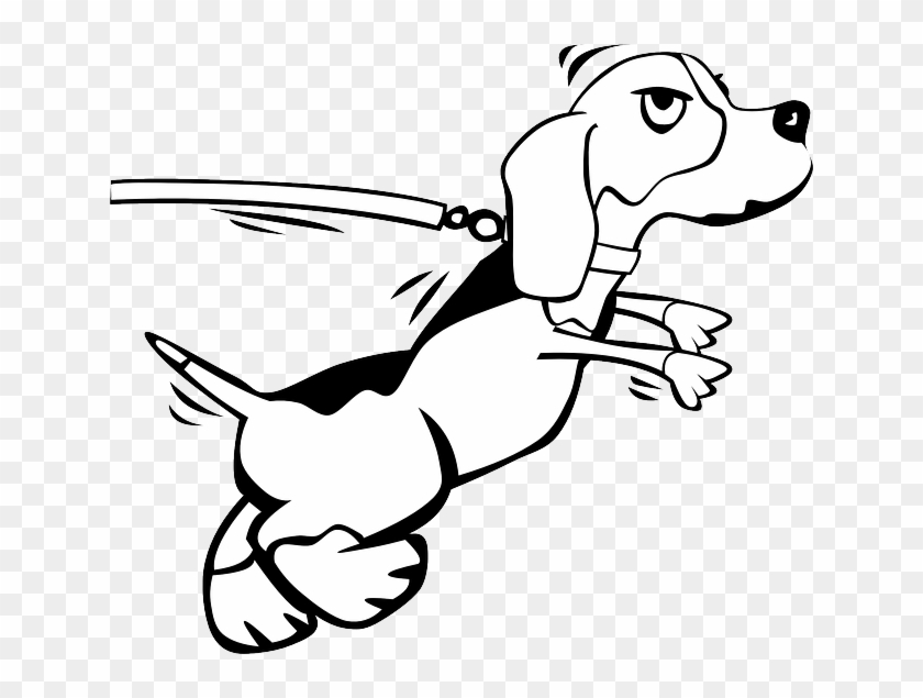 Cartoon, Dog, Leash, Dogs, Running, Beagle, Sad - Dog On A Leash #1151879