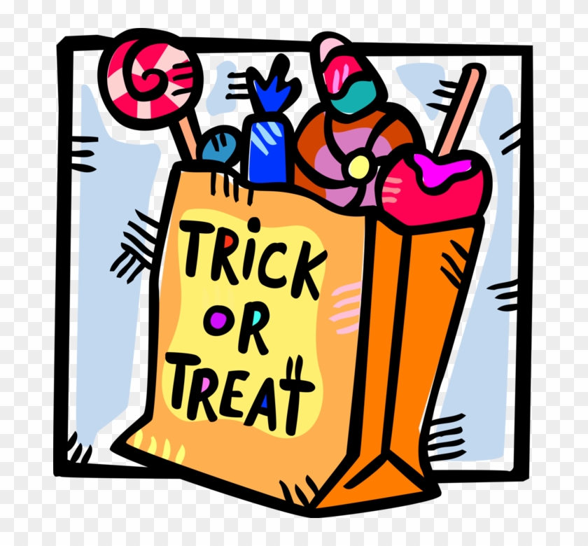 Vector Illustration Of Trick Or Treat Bag Of Halloween - Trick Or Treat Candy Bag #1152059