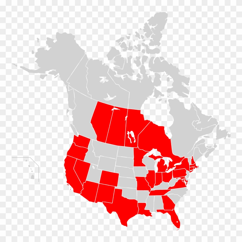 Map Of North America Highlighting Oca Romanian Episcopate - Romanian Orthodox Church Usa #1152260