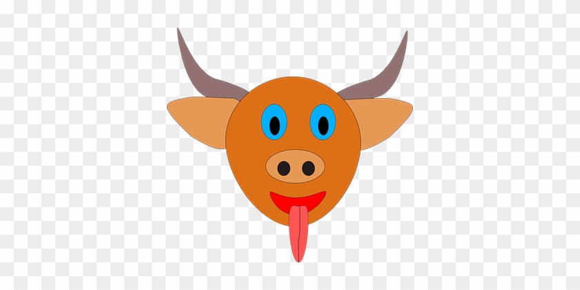 Bull, Horns, Orange, Head, Animal - Cartoon Bull Shower Curtain #1152365