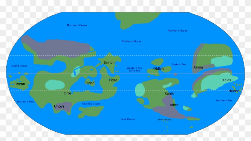Map Of The Pokemon World - Pokemon World Map All Regions #1152907