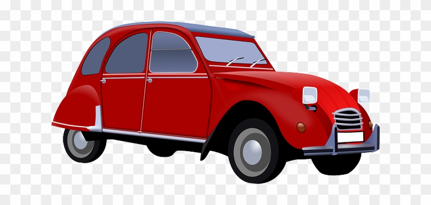 Red, Old, Car, Cartoon, Gas, Transportation, Cars - Clipart 2cv #1154006