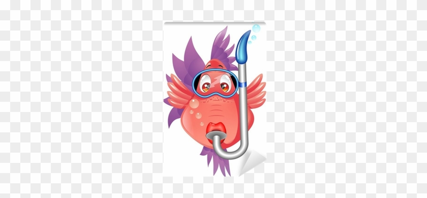 Pesce Cartoon Con Maschera Sub Funny Fish With Mask - Fotolia #1154185