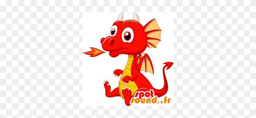 New Mascot Red Dragon, Giant And Funny - Baby Dragon Cartoon #1154212