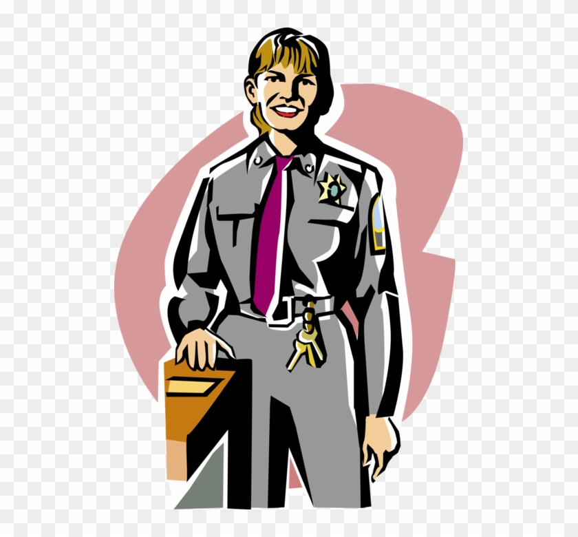 Vector Illustration Of Law Enforcement Female Police - Cartoon #1154421