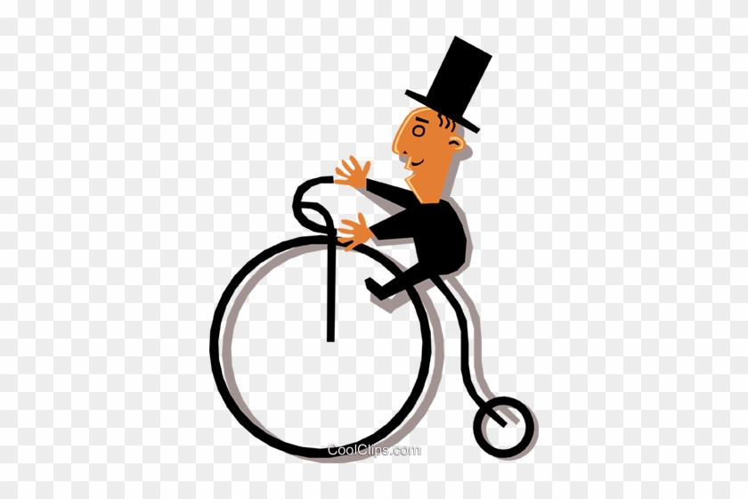 Man In A Top Hat Riding A Penny Farthing Royalty Free - Cartoon Old Fashioned #1154456