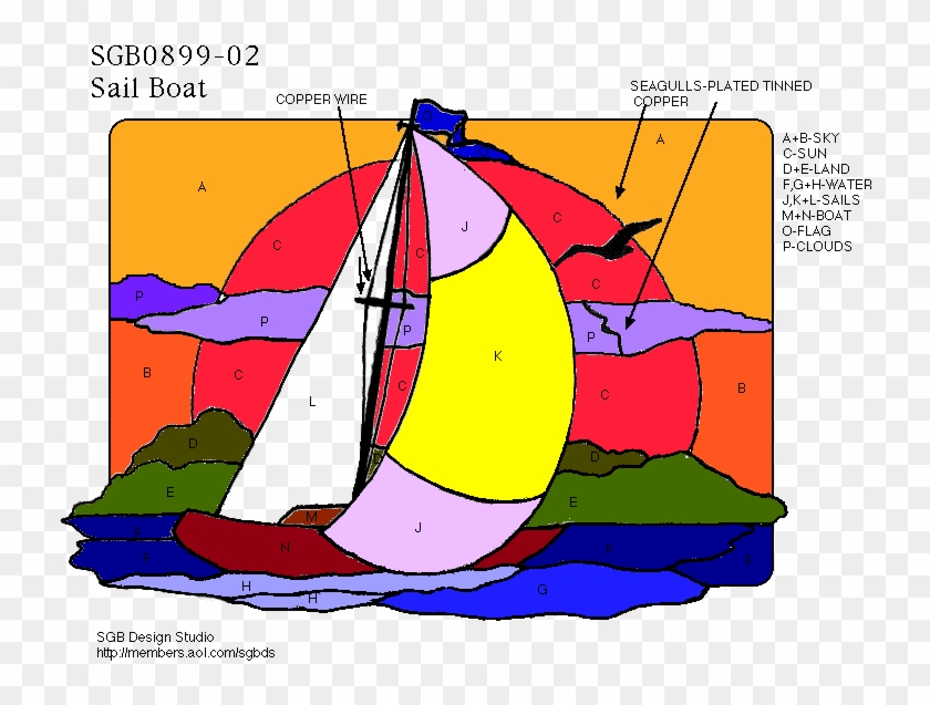 Sailboat In Sunset - Stained Glass Free Patterns Flag #1154656