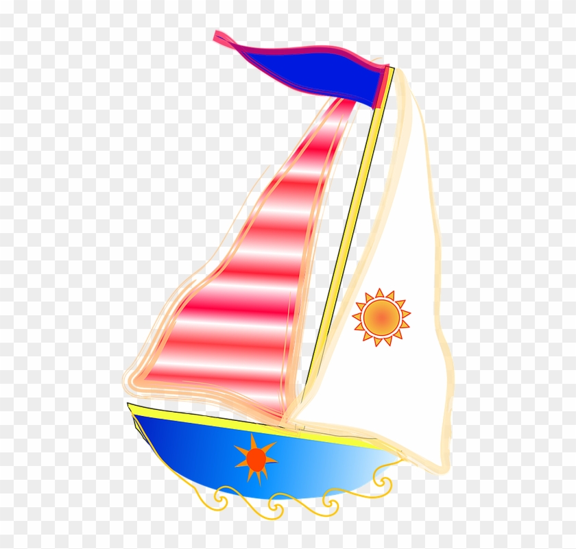 Nautical Sailboat Cliparts 13, Buy Clip Art - Desenho Colorido De Um Barco A Vela #1154664