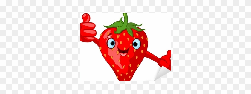 Cheerful Cartoon Strawberry Character Sticker • Pixers® - Strawberries Cartoons #1154869
