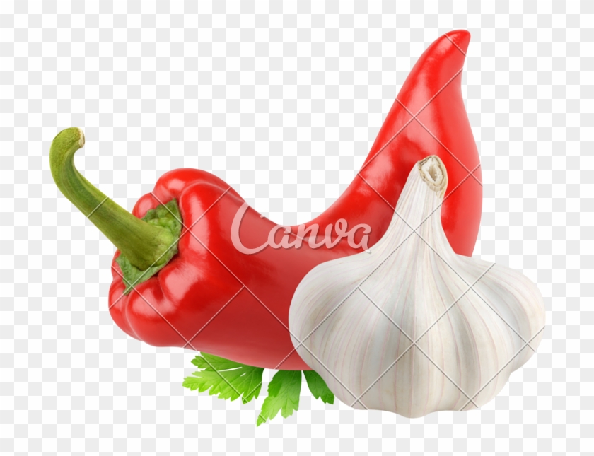 Isolated Red Pepper And Garlic - Crooked Penis #1154978
