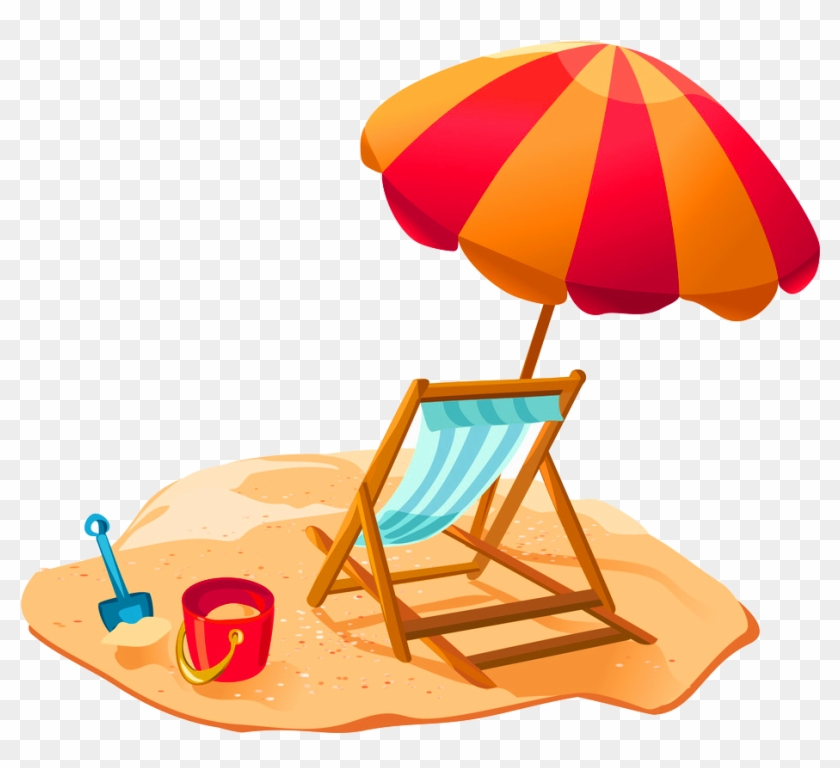 Cartoon Beach Recliner Umbrella Decorative Pattern - Plage Parasol Dessin #1155267